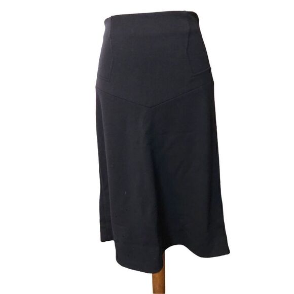 Diane von Furstenburg  black wool silk blend a line midi skirt size 8 - Picture 2 of 8